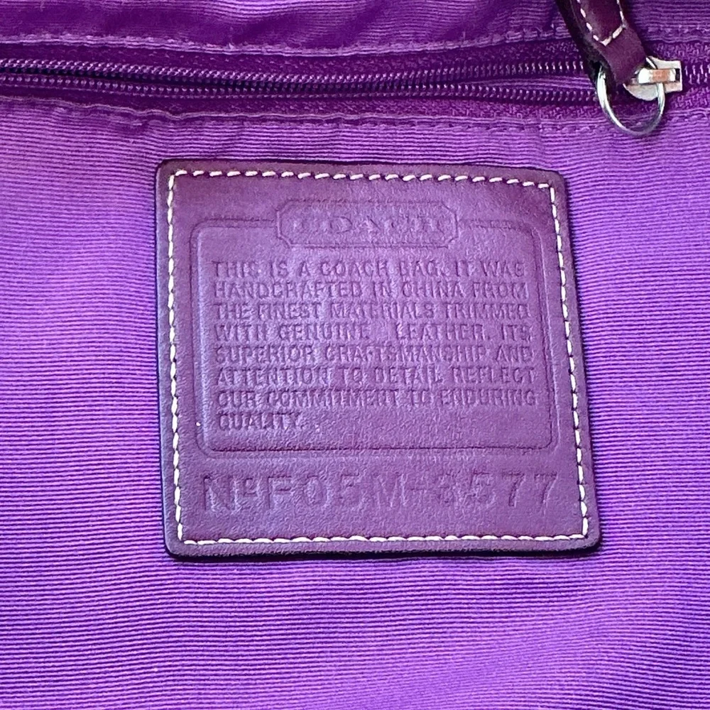 Coach Tan Signature Canvas Crossbody with Plum Leather Trim - Picture 6 of 6